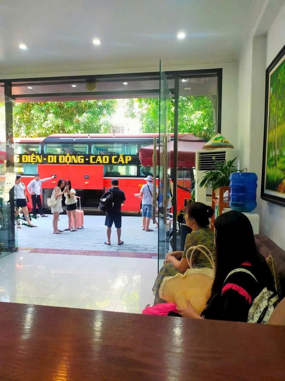 View from the Camellia Hotel lobby onto the street outside